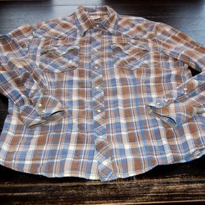 True Religion Plaid Pearl Snap Long Sleeve Shirt